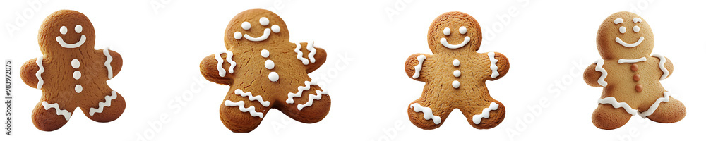 Set, collection of Gingerbread man isolated on transparent background. Set, collection of Gingerbread man isolated on transparent background.