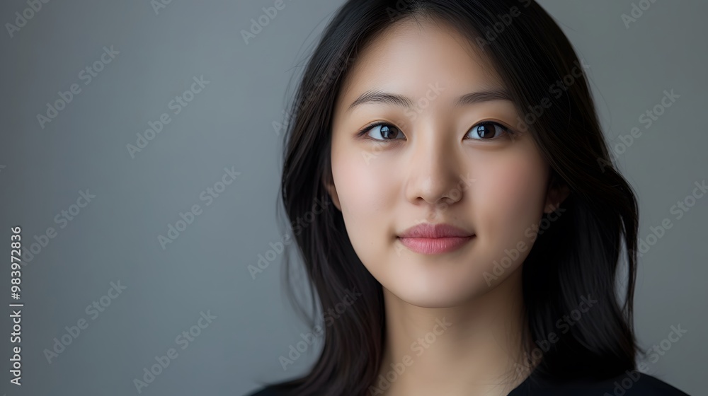 Close-up Portrait of a Young Woman with Long Black Hair Close-up Portrait of a Young Woman with Long Black Hair