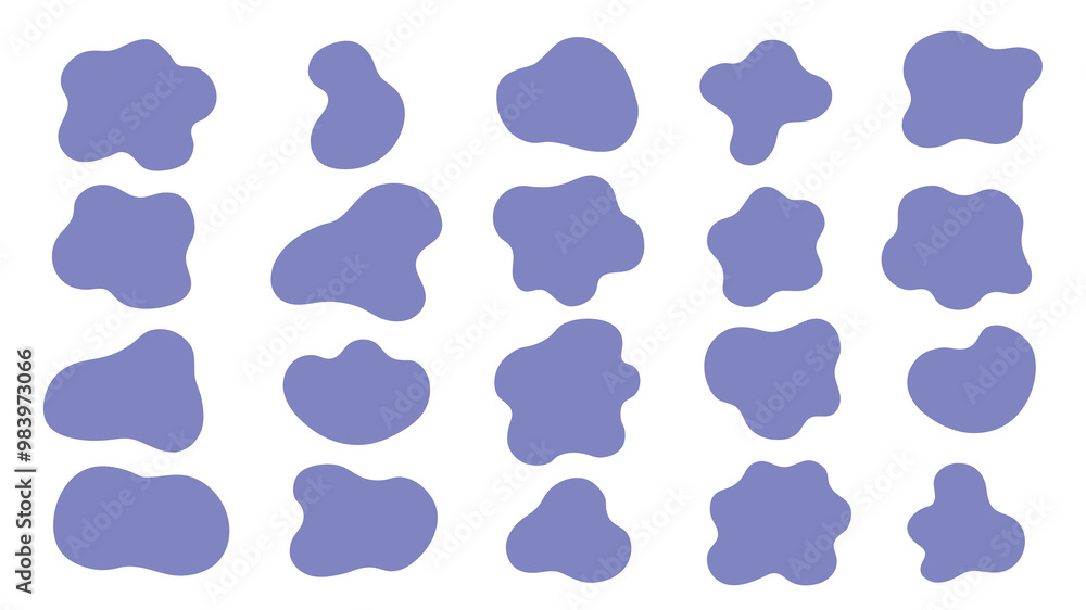 Obraz premium Collection of abstract spots of different shapes isolated on a white background. Vector illustration. Liquid organic shapes