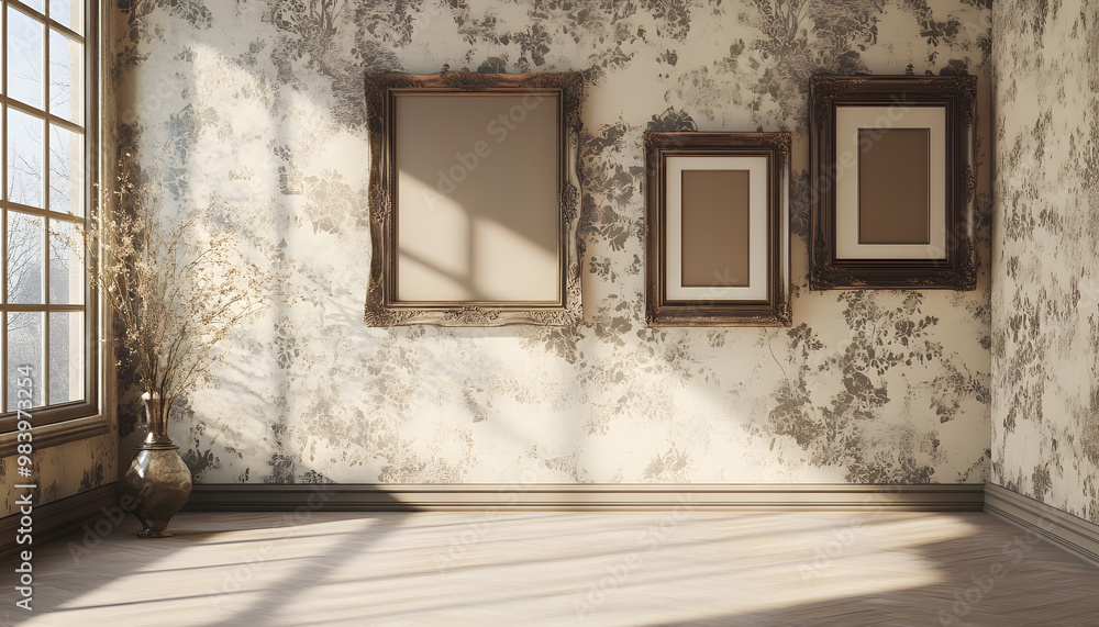A sepia-toned wallpaper featuring antique floral patterns and ornate frames, offering a nostalgic charm A sepia-toned wallpaper featuring antique floral patterns and ornate frames, offering a nostalgic charm