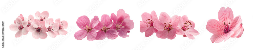 Set, collection of Gorgeous pink flowers isolated on transparent background. Set, collection of Gorgeous pink flowers isolated on transparent background.