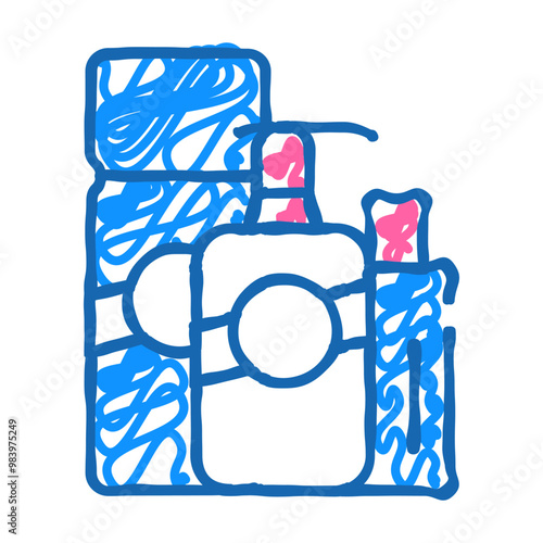 toner and lotion for facial skin doodle icon sketch vector. toner and lotion for facial skin sign. isolated symbol illustration