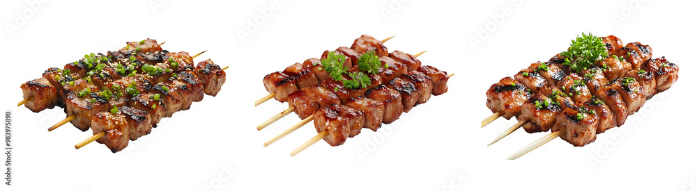 Set, collection of Grilled yakitori isolated on transparent background. Set, collection of Grilled yakitori isolated on transparent background.