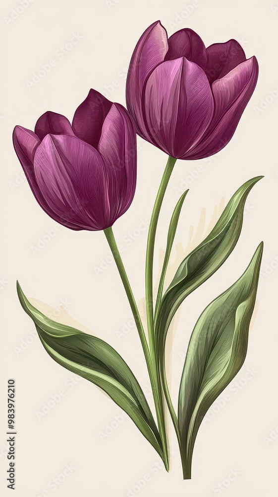 Obraz premium Watercolor purple tulips pattern and seamless background,watercolor spring tulip flowers. Stock illustration,beautiful floral set,cute illustration print fabric,abstract colorful wallpaper.