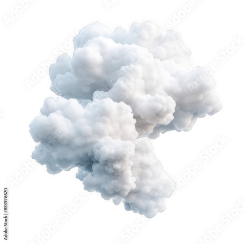 A fluffy white cloud with a soft, cottony texture, isolated on a black background. transparent background