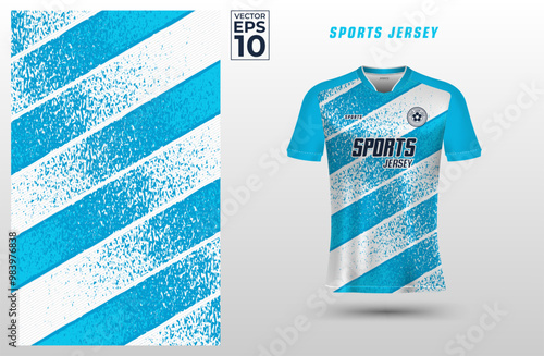 T-shirt sport jersey design template with abstract grunge halftone pattern background. Sport uniform in front view. Tshirt mock up for sport club. Vector Illustration