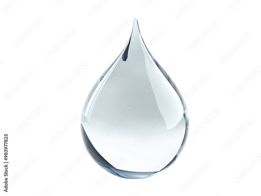 A single raindrop with reflective light effects, isolated on a transparent background. A single raindrop with reflective light effects, isolated on a transparent background.
