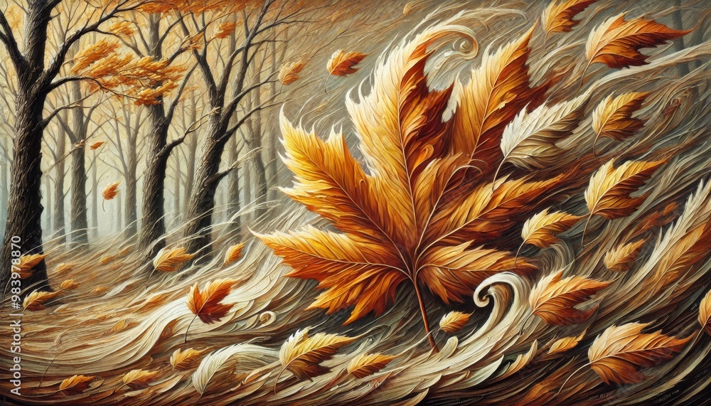Twirling Leaves in Autumn Breeze Twirling Leaves in Autumn Breeze