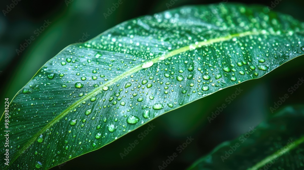 Nature’s Elegance: Close-Up of a Lush Green Fern Leaf with Glistening Dewdrops, Captured in a Macro Shot Nature’s Elegance: Close-Up of a Lush Green Fern Leaf with Glistening Dewdrops, Captured in a Macro Shot