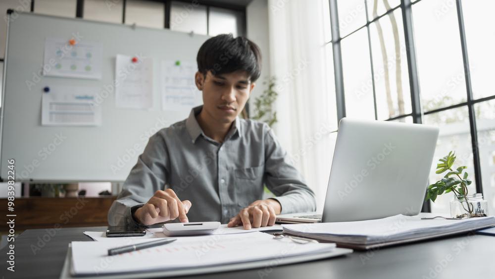 Business man accountant financial analyst and auditor working and laptop for calculating Business man accountant financial analyst and auditor working and laptop for calculating