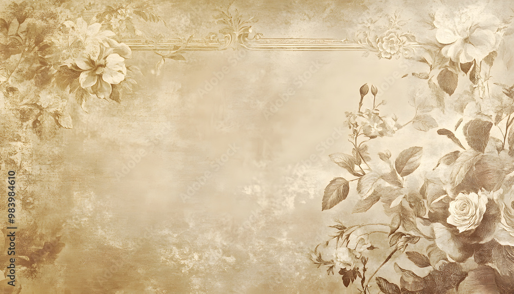 A sepia-toned wallpaper featuring antique floral patterns and ornate frames, offering a nostalgic charm A sepia-toned wallpaper featuring antique floral patterns and ornate frames, offering a nostalgic charm