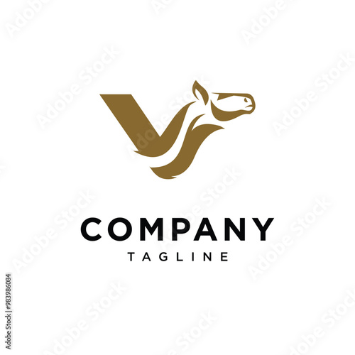Letter V Elegant Equestrian logo icon vector