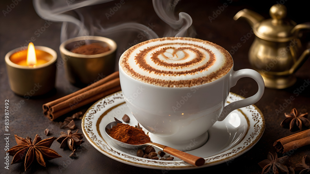 cup of coffee with cinnamon and spices, ai generated cup of coffee with cinnamon and spices, ai generated