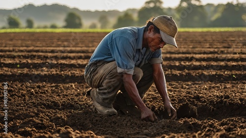 farmer working in the field ,ai gen