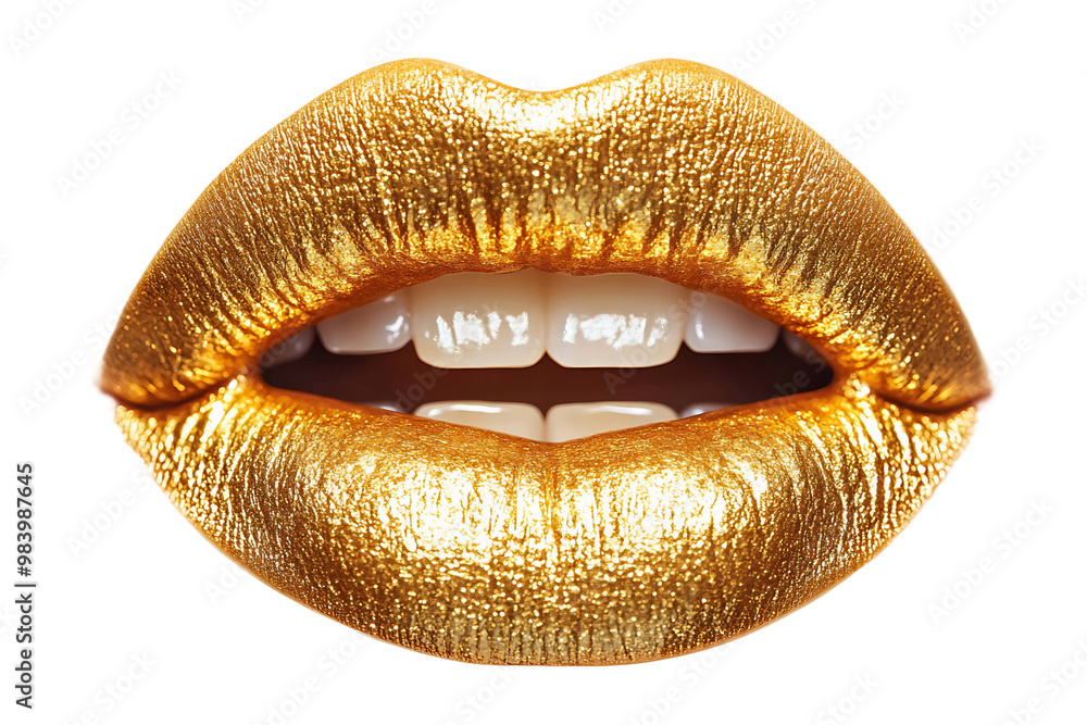 Golden lips isolated on transparent background. Golden lips isolated on transparent background.
