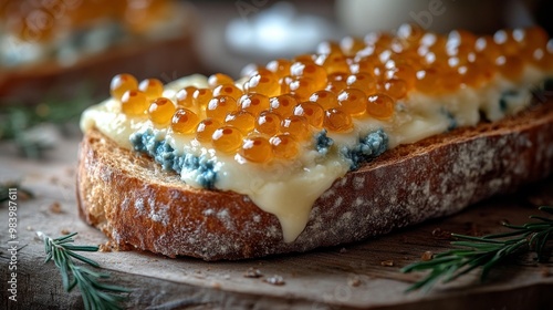 Artisan Toast with Caviar and Cheese Generative AI
