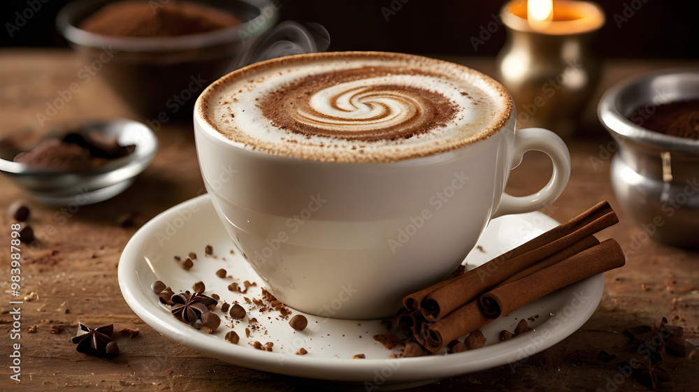 cup of coffee with cinnamon, ai generated