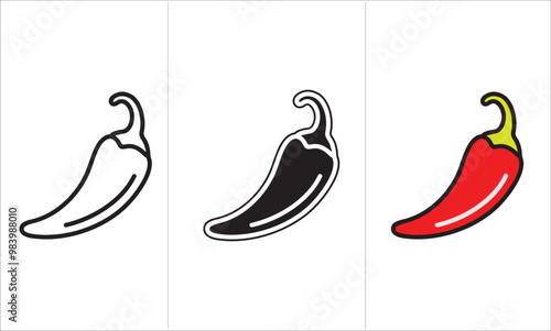 Chili Icons | Solid, Line, and Color Styles