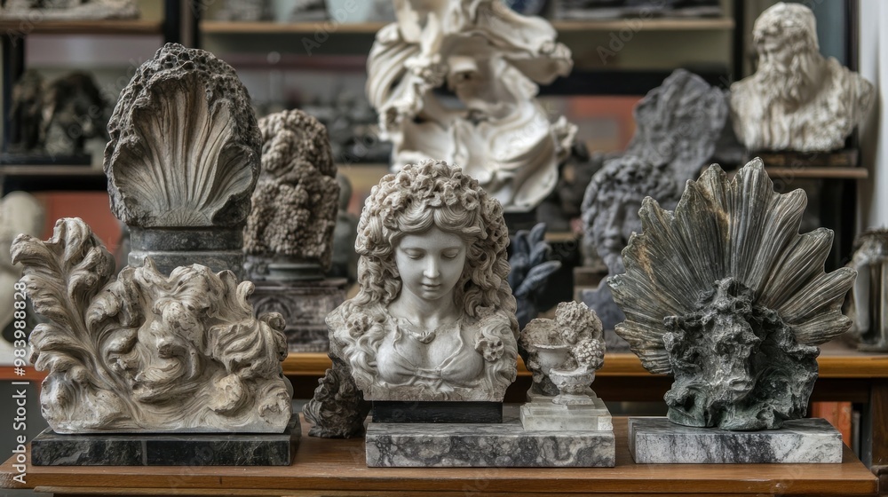 Fototapeta premium Stone Sculptures in an Artist's Studio