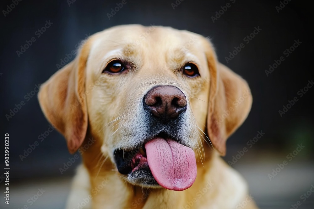 the dog looks at one point, often licking its muzzle with its tongue. the dog looks at one point, often licking its muzzle with its tongue.