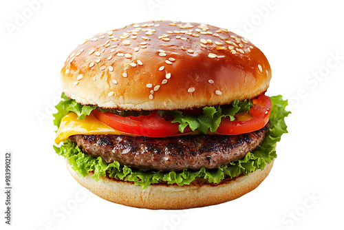 Hamburger isolated on transparent background.