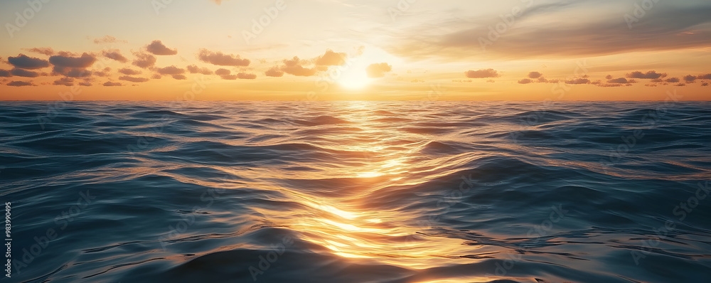 Sunset over calm ocean waves, 4K hyperrealistic photo Sunset over calm ocean waves, 4K hyperrealistic photo