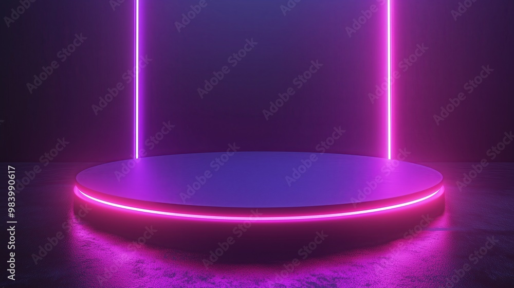 Neon Art Installation: A Rectangular Frame with Glowing Lights Neon Art Installation: A Rectangular Frame with Glowing Lights
