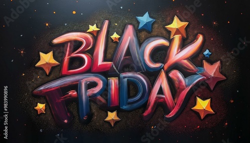 painting graffity style text black friday withs stars photo