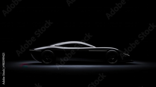 A minimalist black wallpaper with subtle textures of a sleek car silhouette