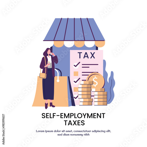 self employment taxes metaphore flat style illustration vector design