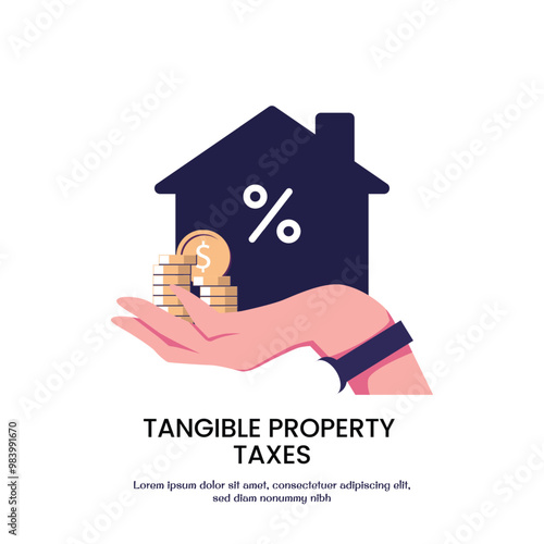tangible property tax metaphore flat style illustration vector design
