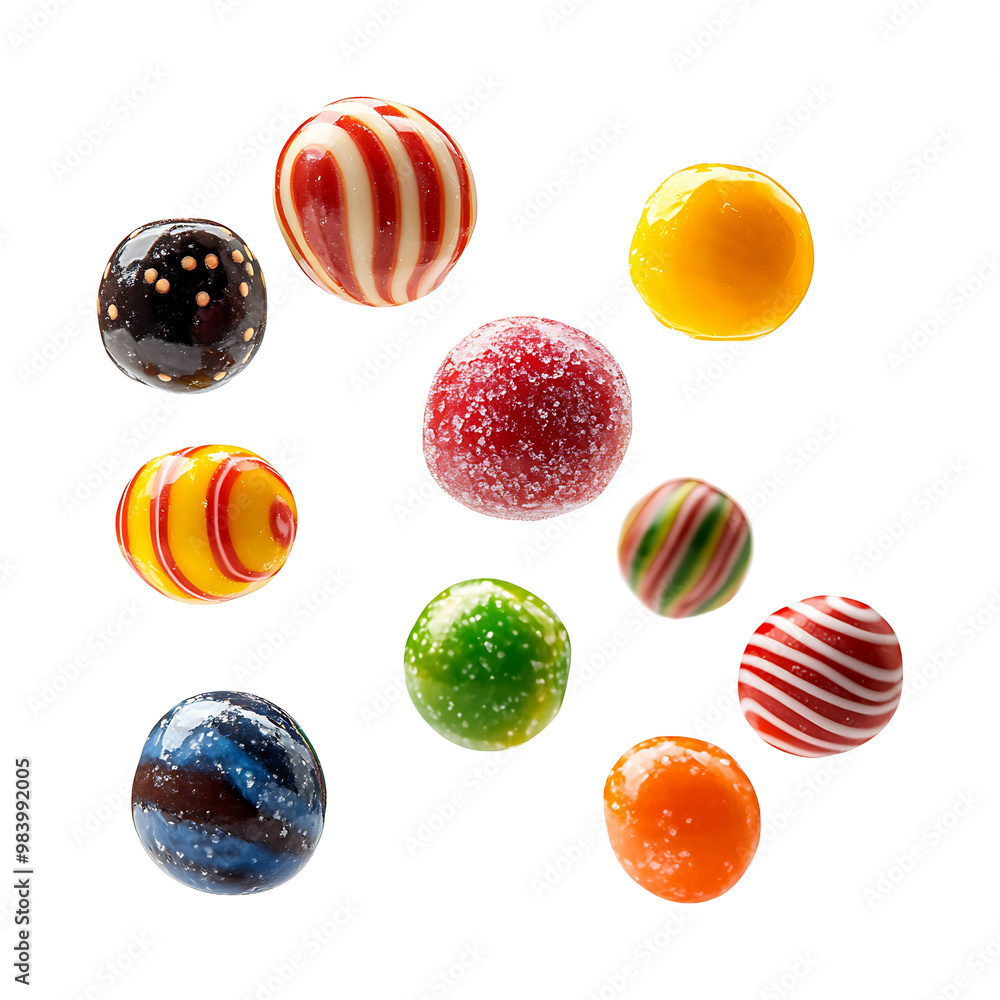 Colorful Floating Candy Spheres isolated on transparent background. Colorful Floating Candy Spheres isolated on transparent background.