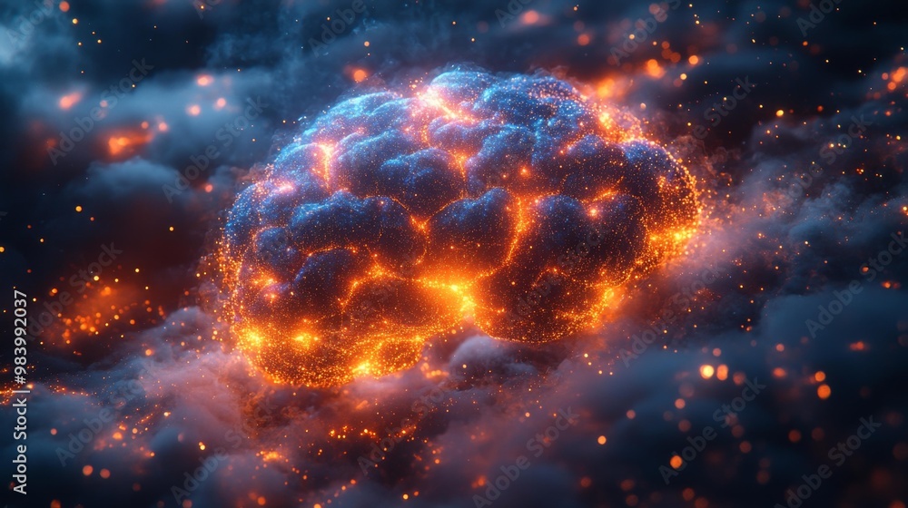Fototapeta premium Glowing Neural Network Concept in a Futuristic Digital Cloud Generative AI