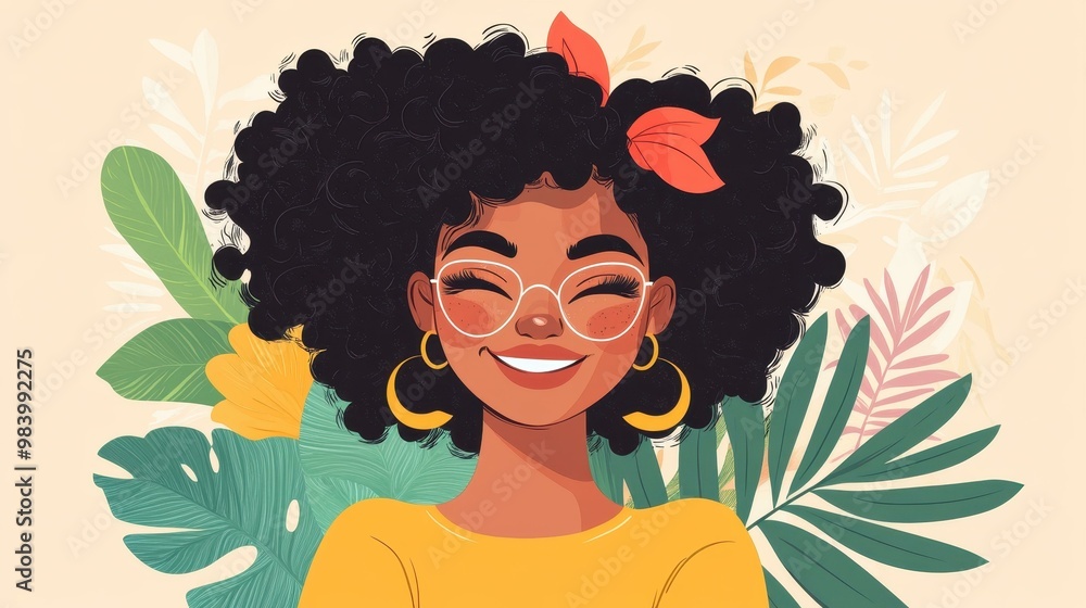A vibrant portrait of a stylish African American woman radiating confidence and playful charm in her fashion choices. A vibrant portrait of a stylish African American woman radiating confidence and playful charm in her fashion choices.
