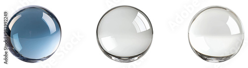 Set, collection of Floating glass ball isolated on transparent background. photo