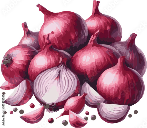 onion vagetable silhouette - vector image of onion -Red purple onion onions vegetable,