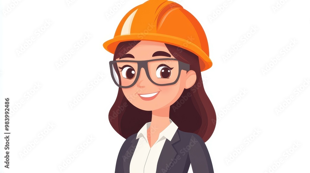A vibrant vector art of a woman architect in a helmet, reflecting creativity and professionalism in her engineering work. A vibrant vector art of a woman architect in a helmet, reflecting creativity and professionalism in her engineering work.