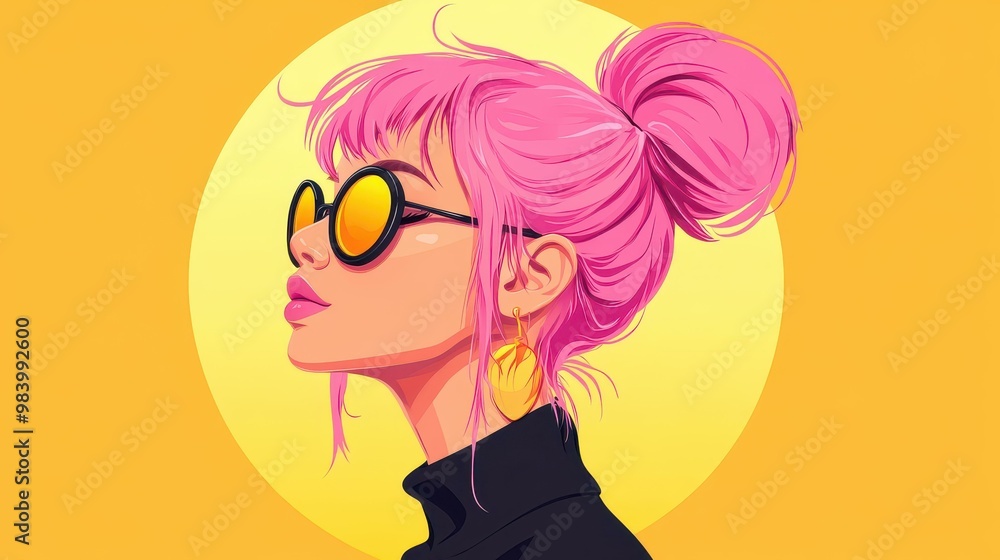 This colorful flat design features a girl with pink hair, ideal for avatars, adding a stylish flair to your digital identity. This colorful flat design features a girl with pink hair, ideal for avatars, adding a stylish flair to your digital identity.