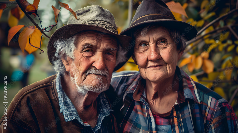 Portrait of a couple of two old people of retirement age. AI Generated Portrait of a couple of two old people of retirement age. AI Generated