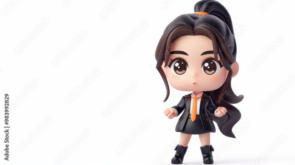 Discover a charming 3D art toy featuring a stylish Korean woman with a sleek ponytail, crafted from soft, minimalistic clay. Discover a charming 3D art toy featuring a stylish Korean woman with a sleek ponytail, crafted from soft, minimalistic clay.
