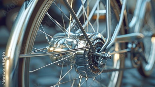 Close-Up of Bicycle Wheel with Focus on Spokes and Gears