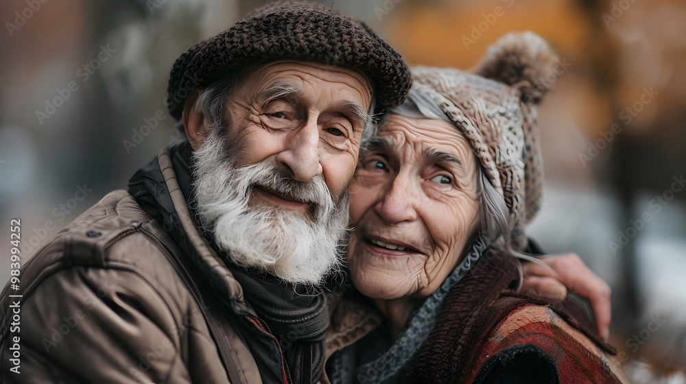Portrait of a couple of two old people of retirement age. AI Generated Portrait of a couple of two old people of retirement age. AI Generated