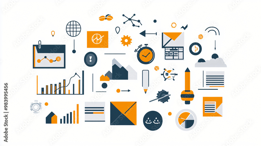A visual of minimalist business symbols with a professional and clean design. A visual of minimalist business symbols with a professional and clean design.