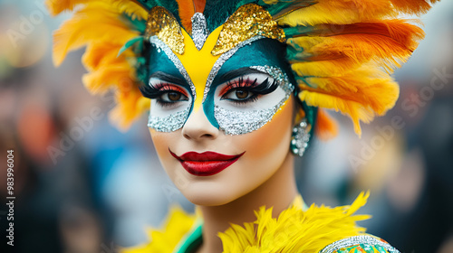 Vibrant Brazilian samba carnival costumes and makeup