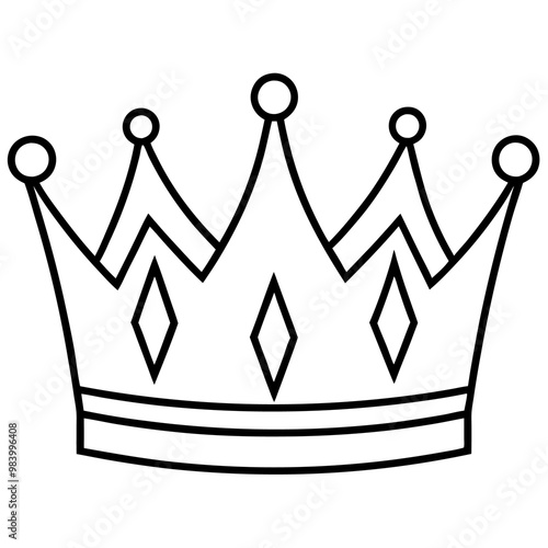 set of crowns outline coloring book page line art drawing