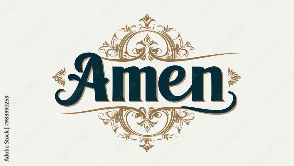 amen typography lettering decorative design on plain white background amen typography lettering decorative design on plain white background
