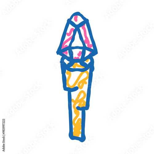 torch with magic stone doodle icon sketch vector. torch with magic stone sign. isolated symbol illustration