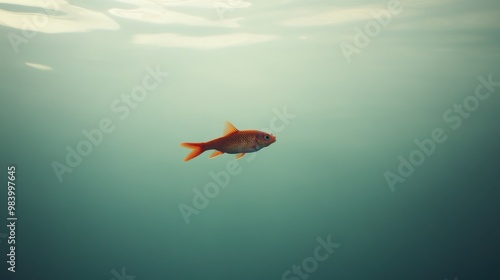 A small fish swimming determinedly in a large body of water showing ambition and confidence within a vast space photo