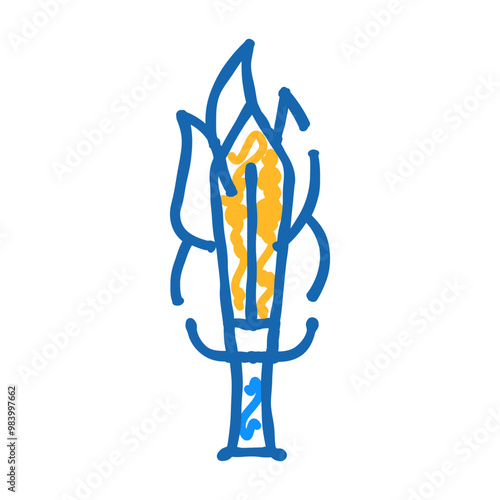 burning sword doodle icon sketch vector. burning sword sign. isolated symbol illustration