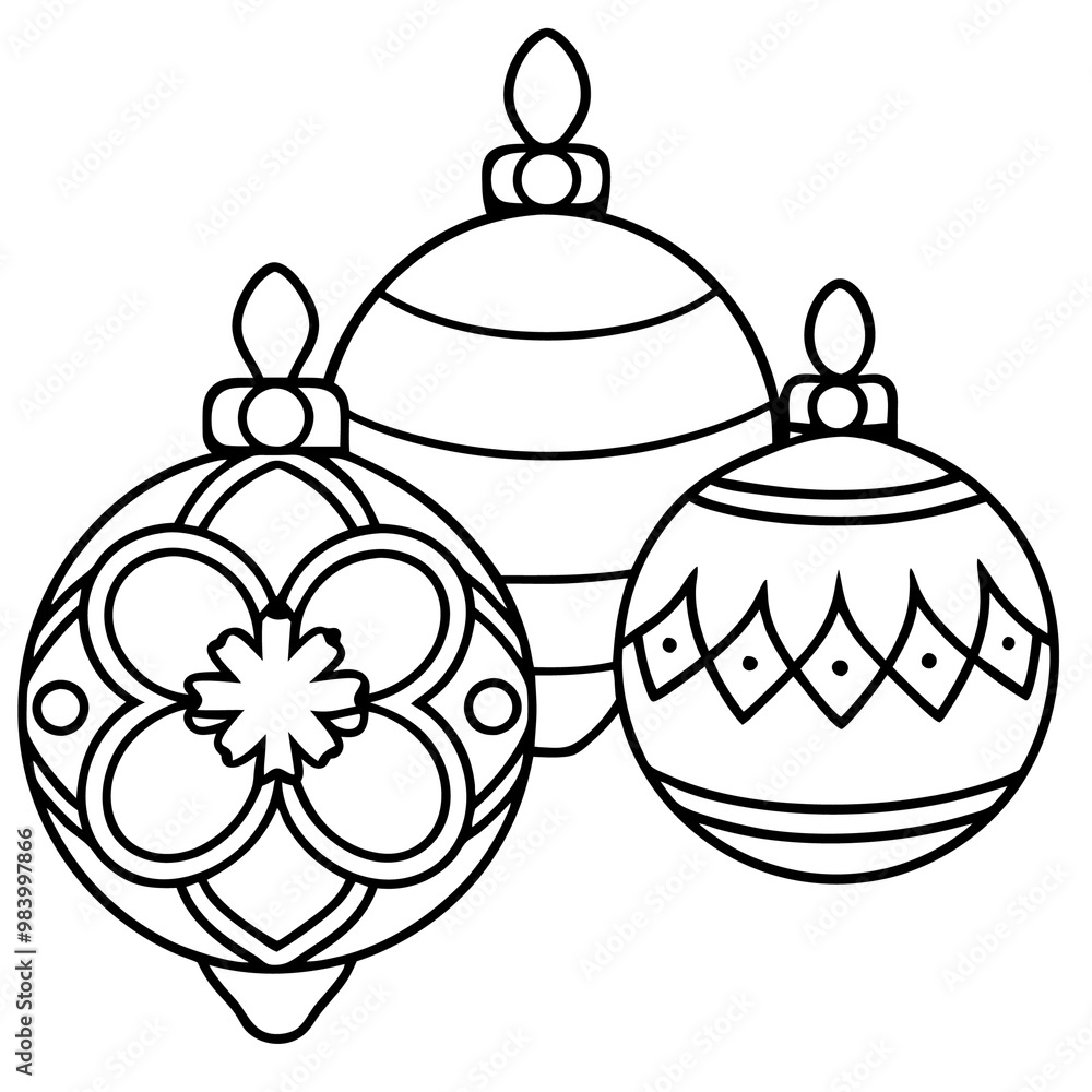 Fototapeta premium set of ornaments outline coloring book page line art drawing
